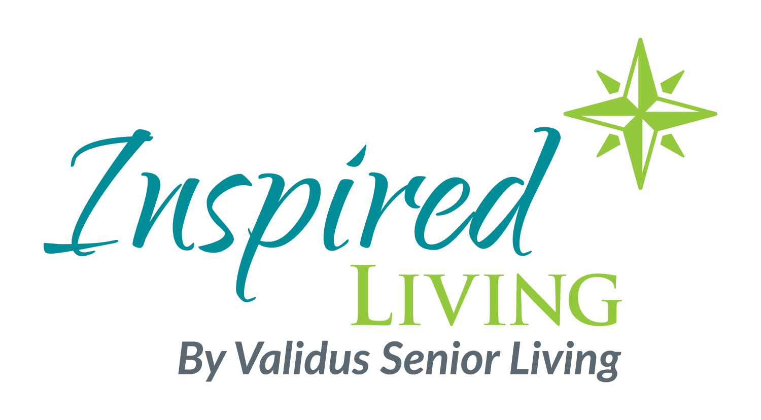 Inspired Living Logo - By Validus Senior Living Tagline PMS 321 375 431